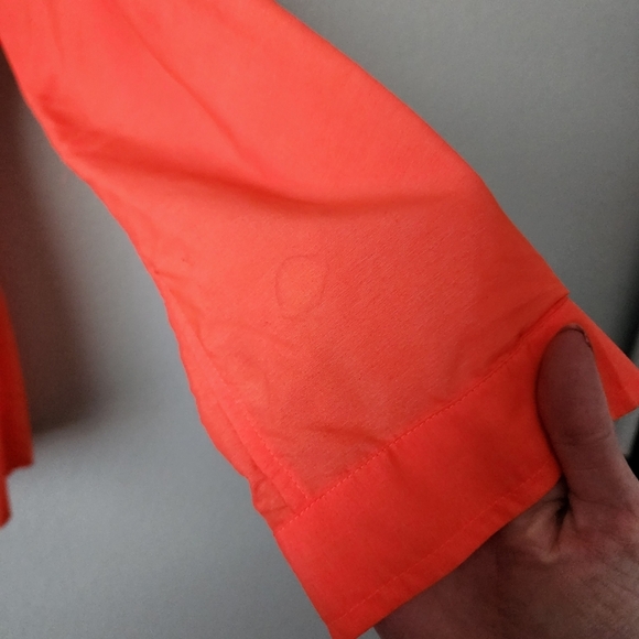 EXOFFICIO Lightweight Nylon Blend Button Up Shirt Neon Orange M Hiking gorpcore - Picture 6 of 10